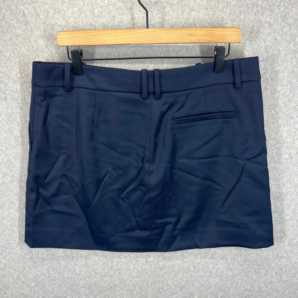 J.Crew Collection Trouser Mini Skirt Womens 14 Navy Wool Twill‎ Blend NWT!